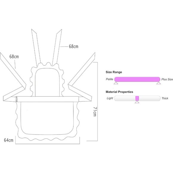 Women's Ruffle Outline Retro Apron Kitchen Cake Baking Cooking Cleaning Maid Cos - Picture 3 of 7